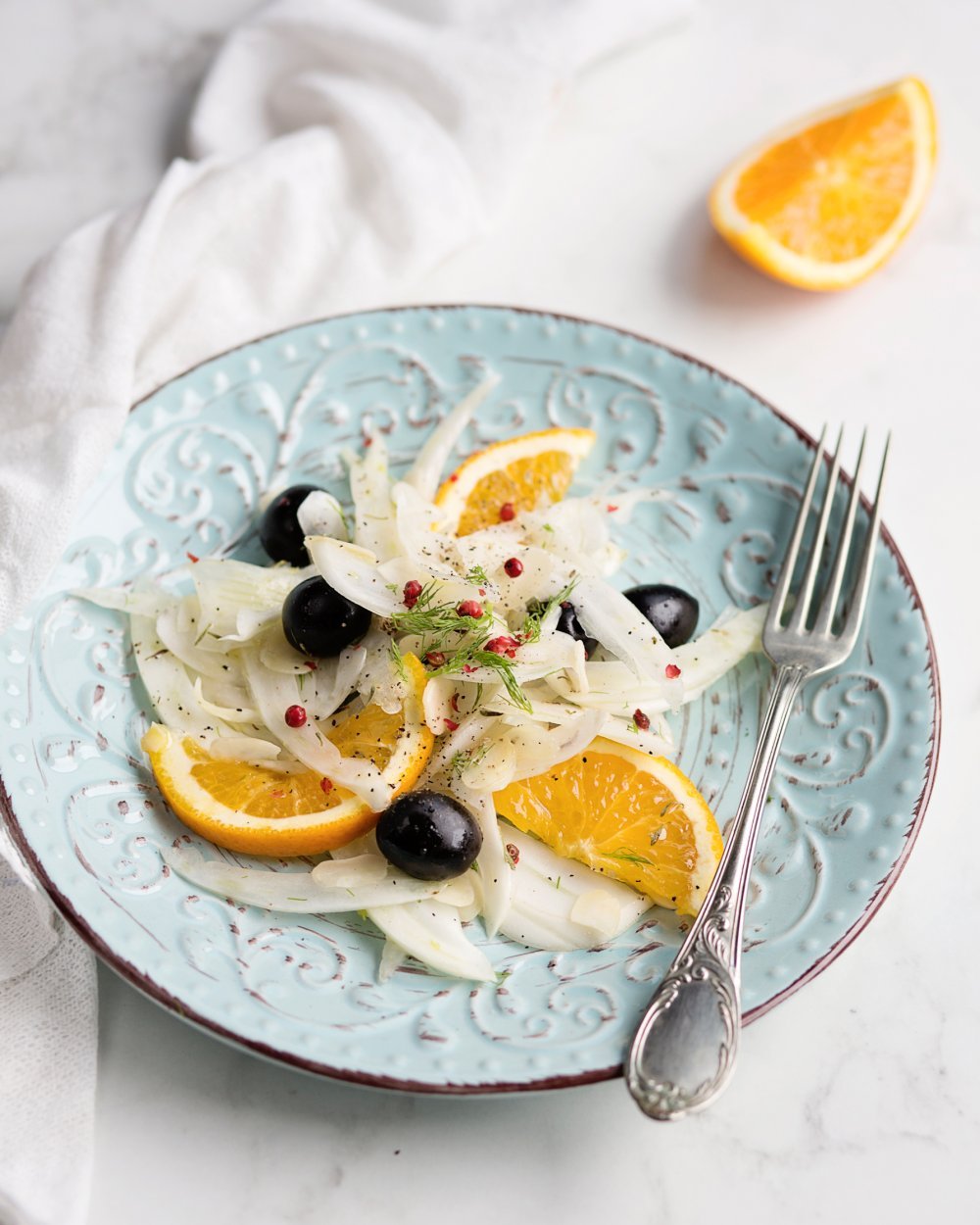 Salade italienne de fenouil, orange et olive