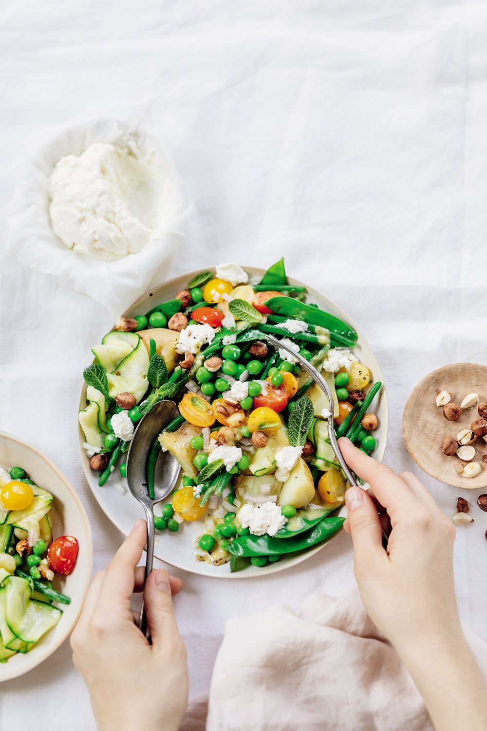 Salade de légumes tièdes et ricotta maison