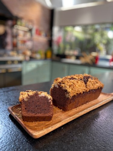 Le crumble-cake poire et chocolat de Laurent Mariotte