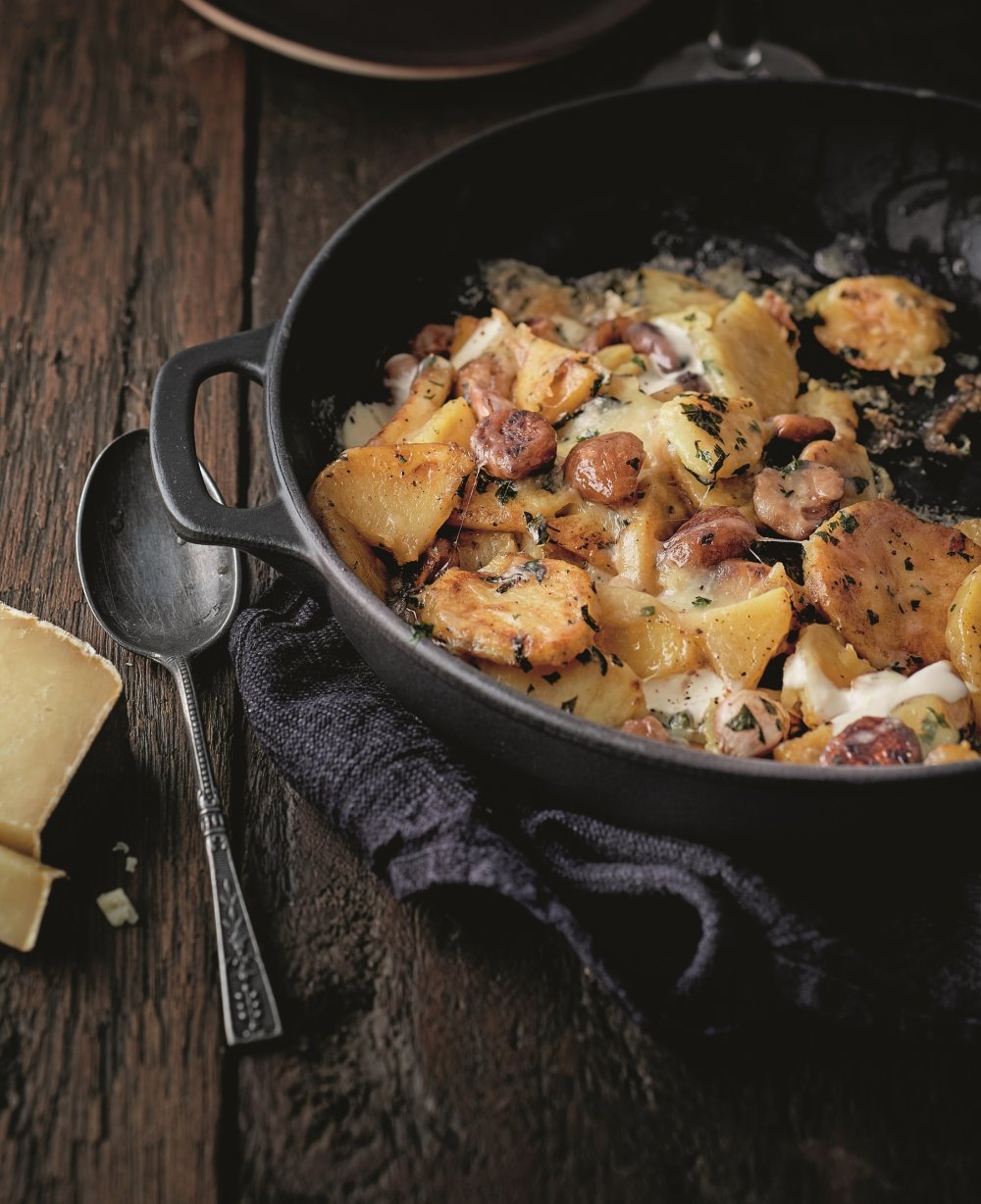 Truffade de pomme de terre et châtaigne au laguiole