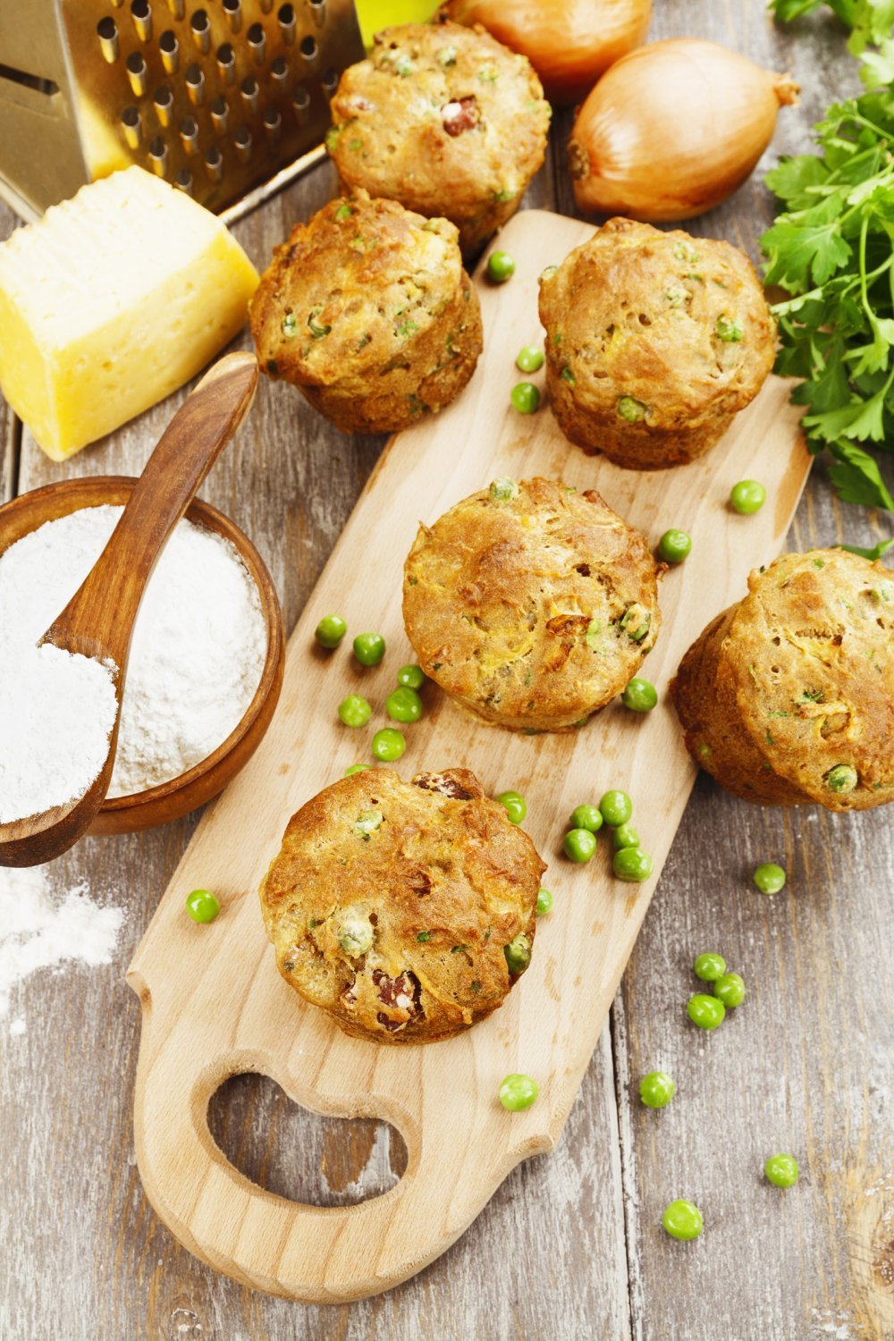 Muffins au curry et aux petits pois