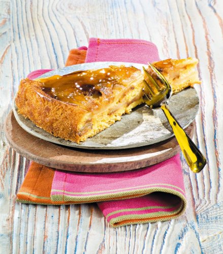 Gâteau breton aux pommes, nappage caramel