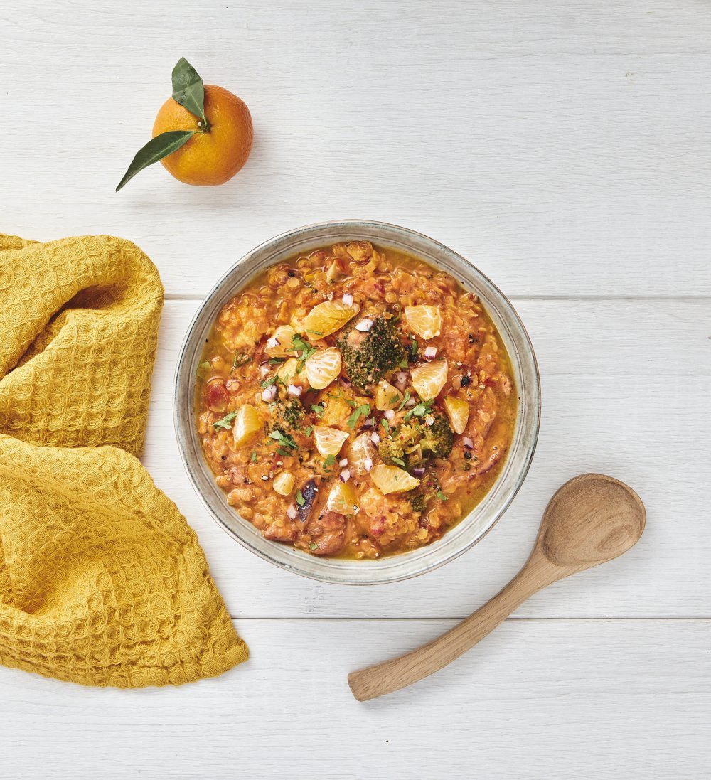 Soupe de lentilles corail aux clémentines