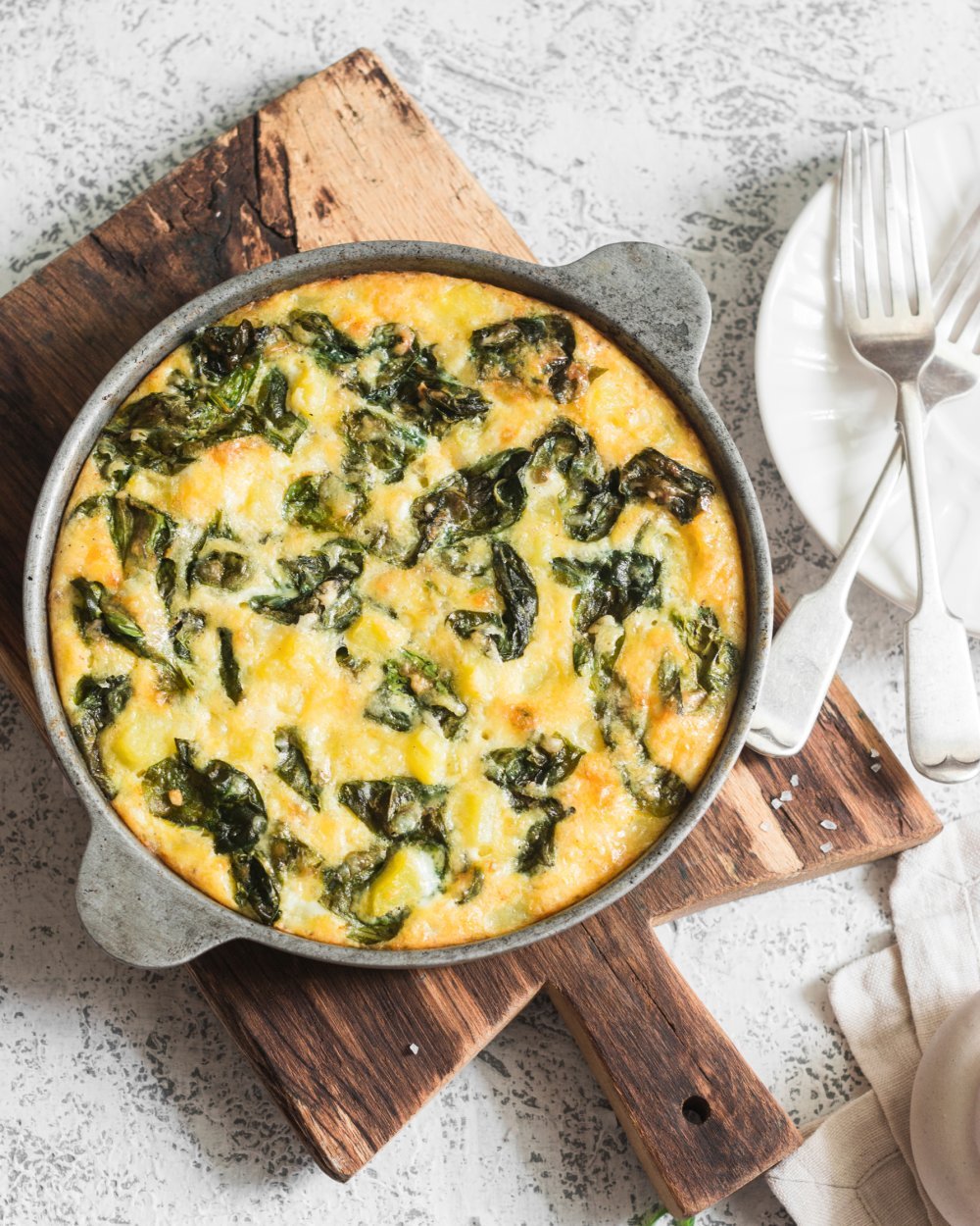 Clafoutis d’épinards au chèvre frais et basilic