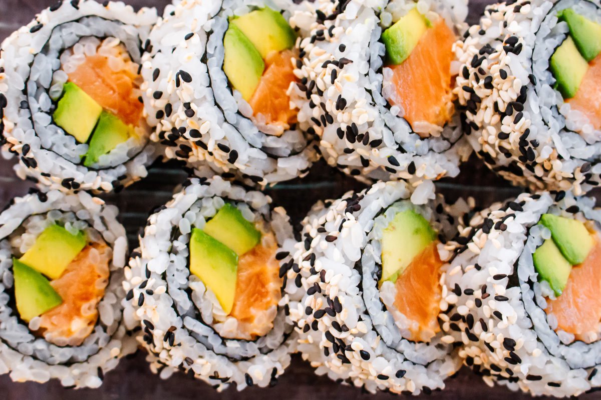 Spicy Salmon Roll Sushi with Avocado