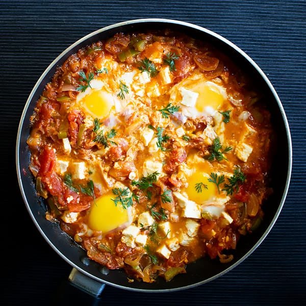 Shakshuka with Feta Recipe - How to make Shakshuka - Masala Herb