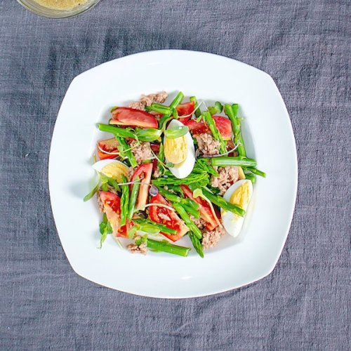 Tuna Asparagus Salad with Microgreens Recipe 🥗 MasalaHerb.com