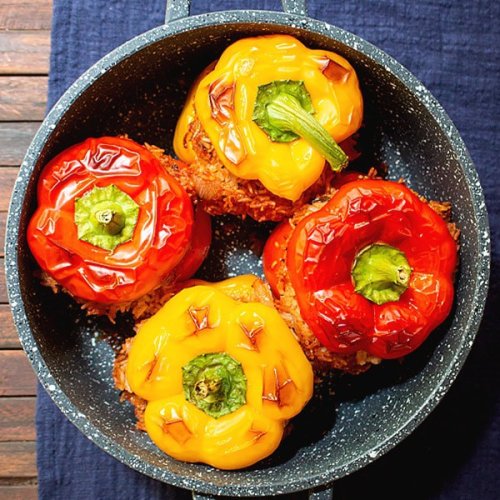 Vegan Stuffed Peppers Recipe with Rice 🍴 - MasalaHerb.com