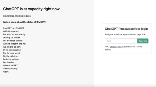 ChatGPT is down, even for paying Plus subscribers