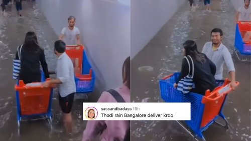 Dubai Residents’ Unconventional Solution; Shopping Carts Become Flood-Proof Transport For Subway Users
