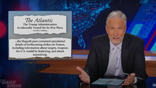 Jon Stewart roasts Trump cabinet for leaking its own military plans via group chat