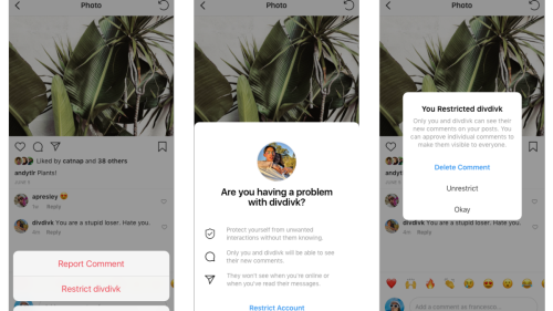 Instagram's new 'restrict' feature blocks bullies without them knowing