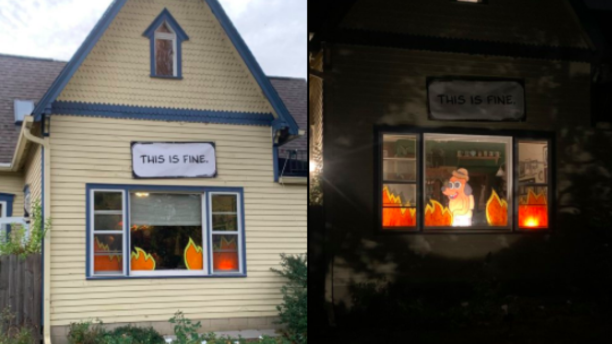 'This is fine' Halloween decoration perfectly nails 2020