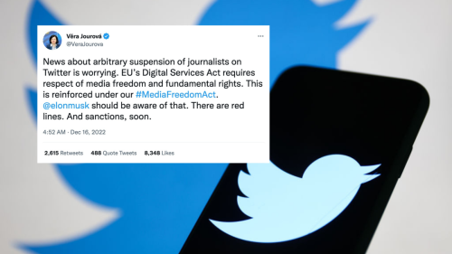 The EU plans to sanction Twitter for its 'arbitrary suspension of journalists'