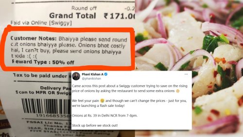 ‘Can’t Buy, Please Send Onion Bhaiyaa’ User’s Note To Restaurant Goes Viral; Swiggy Instamart’s Co-founder Reacts