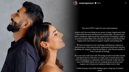 Jasprit Bumrah’s Wife Sanjana Ganesan Shuts Down Trolls Mocking Baby Angad: ‘Son Not Topic Of Entertainment’