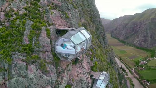 The perfect hotel for thrill seekers hangs 400-feet off the side of a mountain