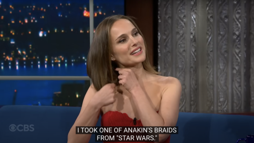 Natalie Portman tells Stephen Colbert what she's stolen from movie sets