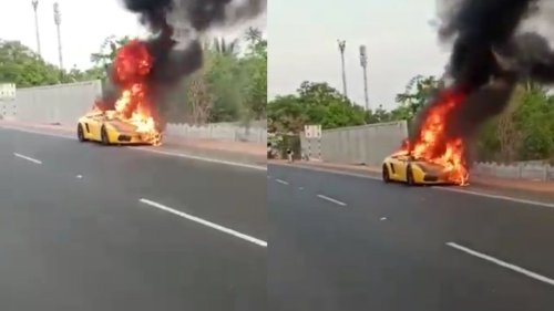 Hyderabad Man's Lamborghini Aventador Worth ₹1 Crore Set On Fire; Viral Video Leaves The Internet Stunned