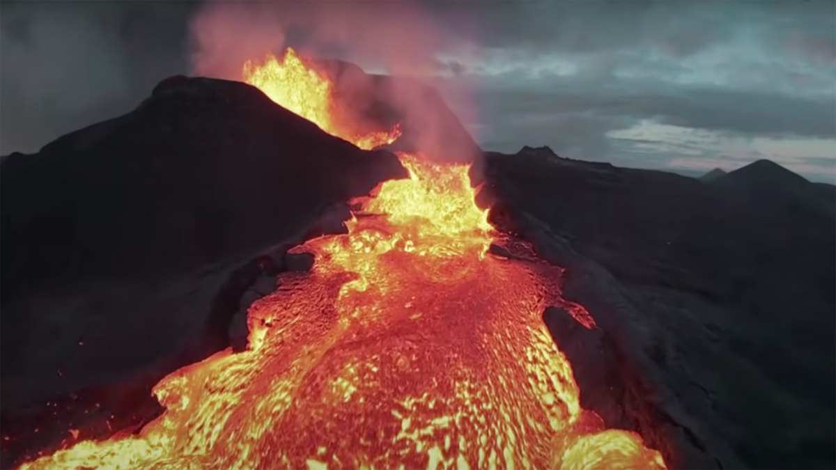 Watch this intense footage of a drone crashing into an erupting volcano