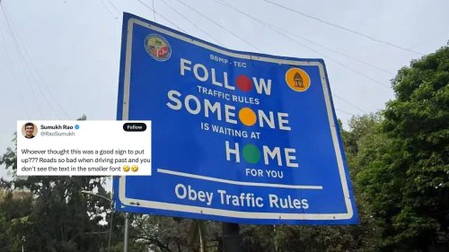 ‘Follow Someone Home’ Bengaluru's Traffic Signboard Goes Viral on X; BBMP's Initiative Turns Into A Meme Fest