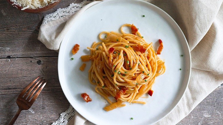 The Only Kimchi Carbonara Pasta Recipe You'll Ever Need