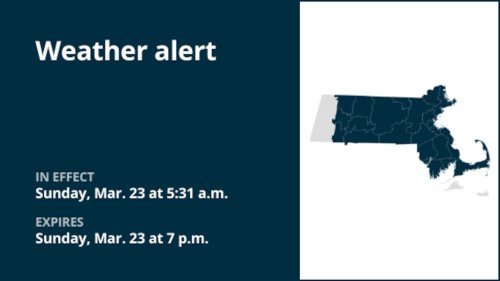 Weather alert for 10 Massachusetts counties until Sunday evening