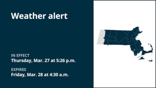 Weather alert affecting 12 Massachusetts counties until early Friday morning