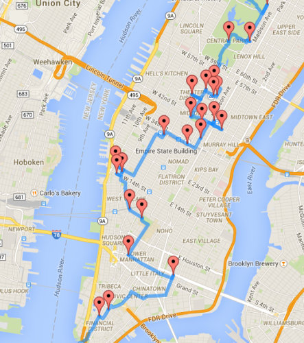 Mapped: The Optimal Walking Tour of NYC