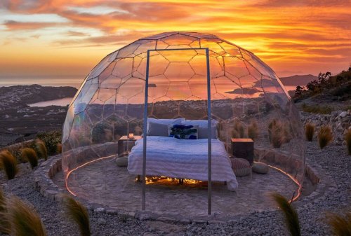 Santorini’s new Sky Dome lets guests dine and sleep under the stars