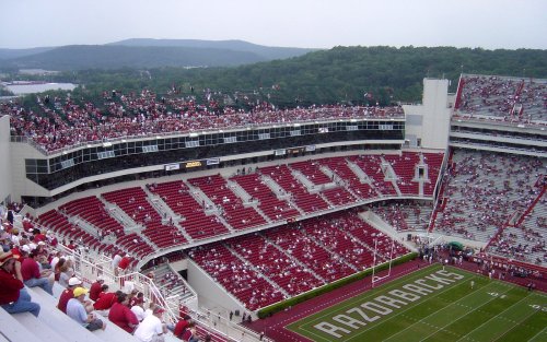Fans have claimed all the seats in Donald W. Reynolds Razorback Stadium for the rivalry game against Texas