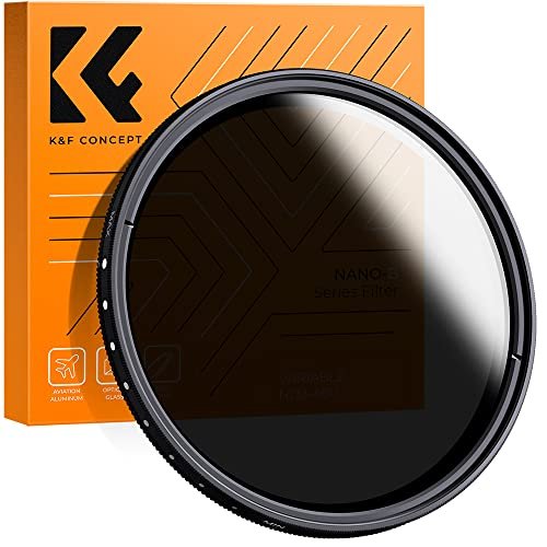 K&F Concept 55mm Variable ND2-ND400 ND Lens Filter (1-9 Stops) for Camera Lens, Adjustable Neutral Density Filter with Microfiber Cleaning Cloth (B-Series)