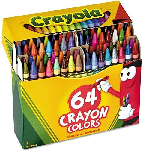 64 Crayons Per Box, Classic Colors, Built In Sharpener, Crayons For Kids, School Crayons, Assorted Colors - 64 Crayons Per Box - 1 Box