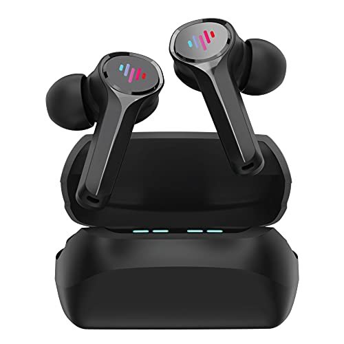 iLuv SG100 Gaming Wireless Earbuds, Bluetooth in-Ear with Changing LED Lights Ultra-Low 60ms Latency and Hands-Free Call MEMS Microphone, Includes Compact Charging Case and 4 Ear Tips, Black