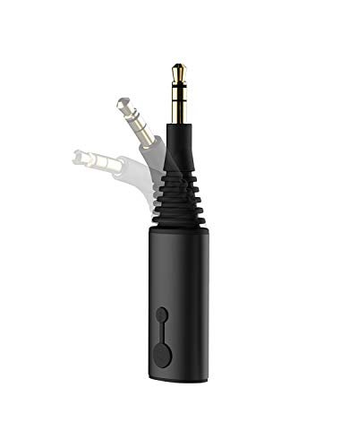 Hagibis Bluetooth 5.0 Transmitter Receiver, 2-in-1 Wireless aptX LL Audio 3.5mm Jack Adapter Support aptX Low Latency, for TV/Car/Nintendo Switch/Speaker, Pairing 2 Bluetooth Headphone Speaker (Black)