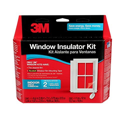 3M Indoor Window Insulation Kit, Window Insulation Film for Heat and Cold, 5.16 ft. x 17.5 ft., Covers Two 3x5 ft. Windows