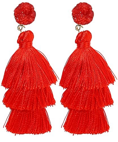 Rave Envy Red Tassel Earrings for Women cover image