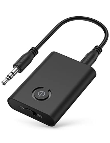 Bluetooth 5.0 Transmitter and Receiver, 2-in-1 3.5mm Wireless Audio Adapter, aptX Low Latency, Pair 2 Bluetooth Devices Simultaneously, for TV/Headphones/PC/Home Stereo/Car/Nintendo Switch/Speakers