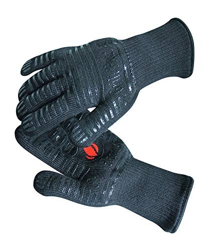 GRILL HEAT AID BBQ Gloves Heat Resistant 1,472â„‰ Extreme. Dexterity in Kitchen to Handle Cooking Hot Food in Oven, Cast Iron, Pizza, Baking, Barbecue, Smoker & Camping. Fireproof Use for Men & Women