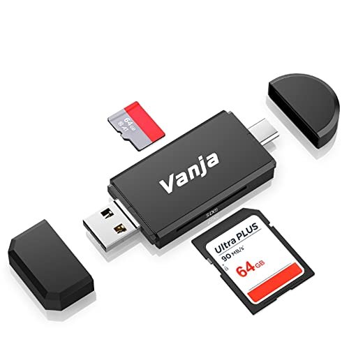 Vanja SD Card to USB Adapter, 3-in-1 USB-C USB-A Micro USB SD Card Reader,Trail Camera Memory Card Reader for PC/Laptop/Phone/Tablet, for SD SDXC SDHC MMC RS-MMC microSDXC microSD microSDHC UHS-I Card