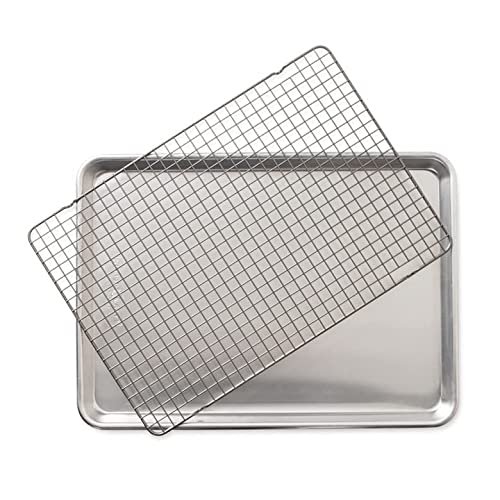 Half sheet with oven-safe nonstick grid