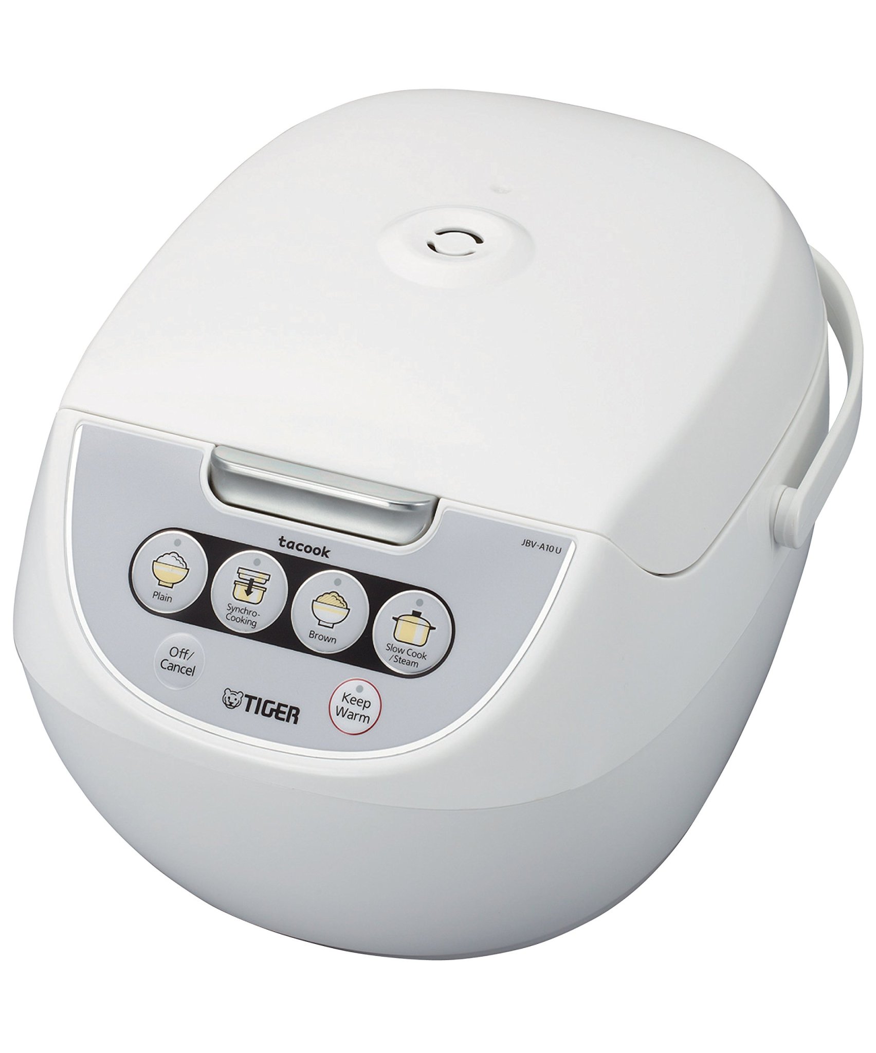 TIGER JBV-A10U 5.5-Cup (Uncooked) Micom Rice Cooker with Food Steamer Basket, White