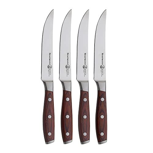 Messermeister Avanta 5” Fine Edge Steak Knife Set - German X50 Stainless Steel - Rust Resistant & Easy to Maintain - Includes 4 Steak Knives