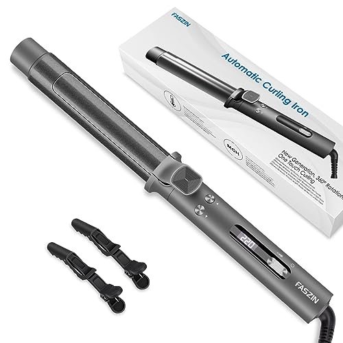 Faszin Hair Curler,Newbie One-Touch Automatic Curling Iron Wand 12s Create Charming Curls with LCD Display&5 Adjustable Temper Professional 32mm Curlers Irons 360° Rotating