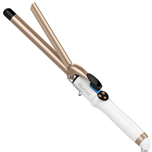 Hoson 19mm Hair Curling Tongs Professional, Ceramic Tourmaline Curl Wand Barrel, Hair Curler Iron with 9 Heat Setting(110℃ to 210℃ for All Hair Types, Glove Include)