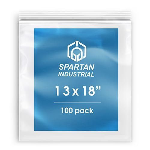 SPARTAN INDUSTRIAL - 13inch X 18inch (100 Count) 2 Mil Clear Reclosable Zip Plastic Poly Bags with Resealable Lock Seal Zipper