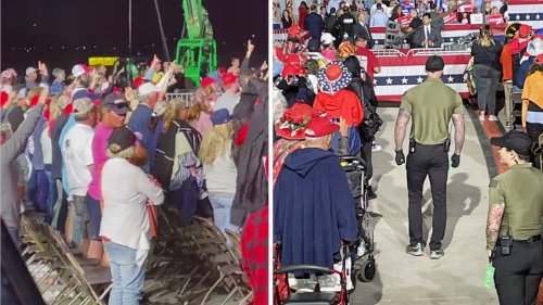 Trump Team Sends Enforcers Into Rally Crowd to Shut Down QAnon Salutes – Says They Are Not Security But ‘Guest Management’