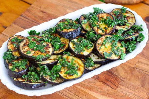 Grilled Eggplants with Parsley, Mint and Za'atar Sauce