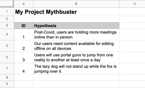Managing hypotheses with Mythbusters
