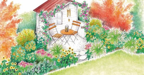 1 Garten, 2 Ideen für einen Sitzplatz in der Gartennische